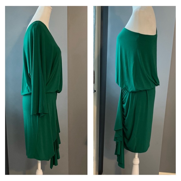 🎉👗SEXY & UNIQUE GREEN HOLIDAY PARTY DRESS EcoSkin M Asymmetrical, Sustainable - Picture 4 of 10